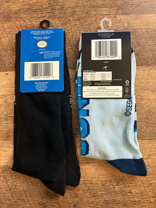 Super Mario And Sonic The Hedgehog Crew Socks (Brand New)