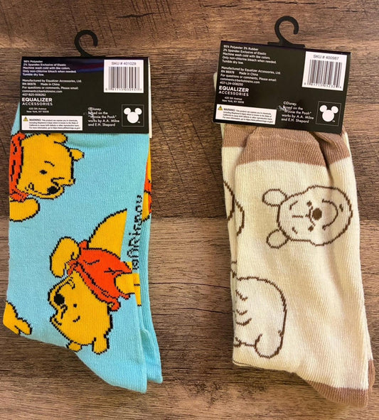Winnie The Pooh - 2 Pairs Of Crew Socks (Brand New)