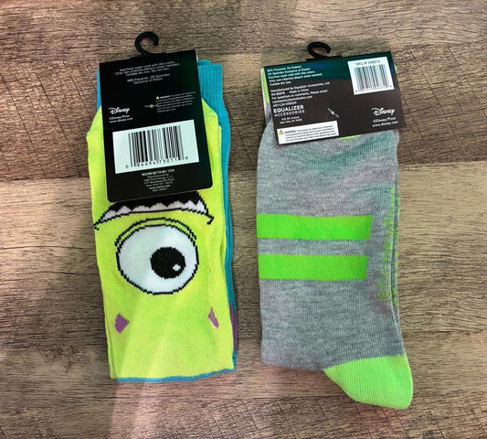 Monsters Inc - Sully - Mike Wazowski Crew Socks (Brand New)