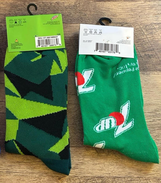 Mountain Dew And 7 Up Crew Socks (Brand New)