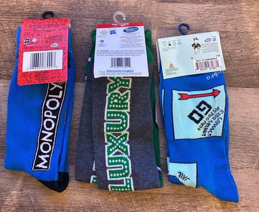 Monopoly Hasbro - Crew Socks 3 Pairs (Brand New)
