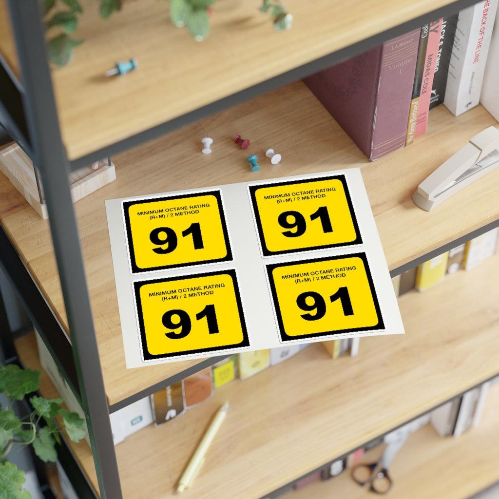 91 Octane Gas Sticker Sheet - Art Unlimited
