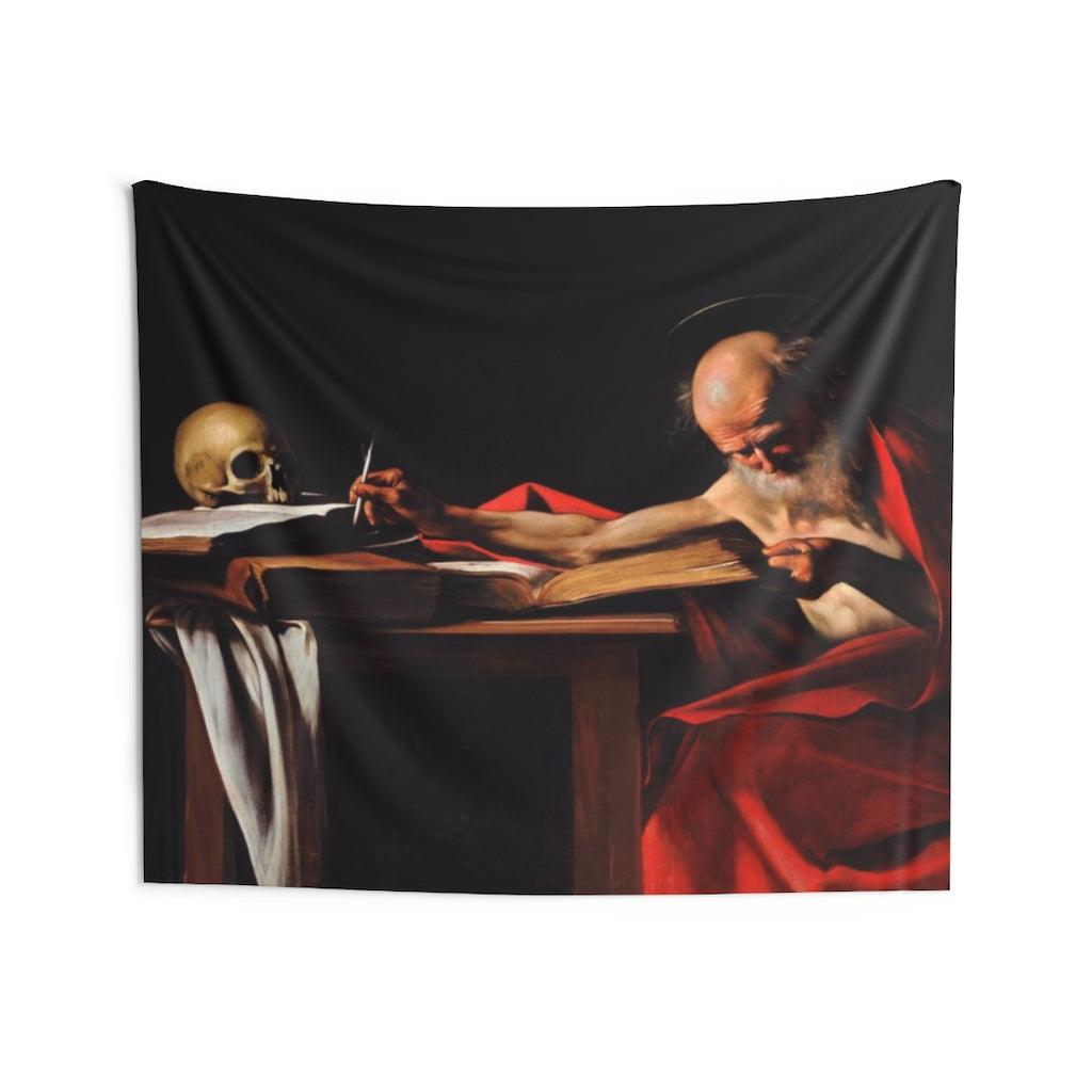 Saint Jerome Writing Painting By Caravaggio Wall Tapestry - Art Unlimited