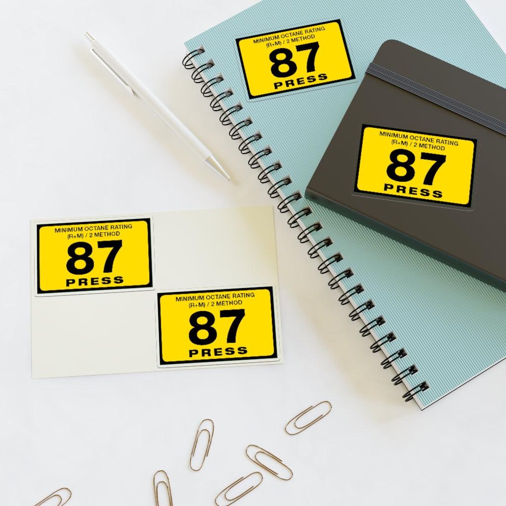 87 Gas Octane Sticker Sheet - Art Unlimited