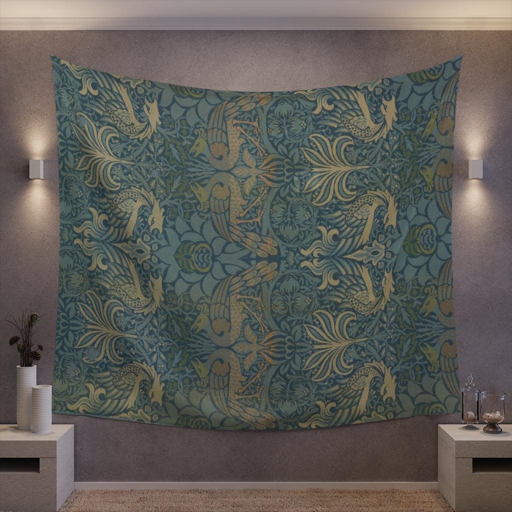 William Morris Dragon And Peacock Wall Tapestry - Art Unlimited