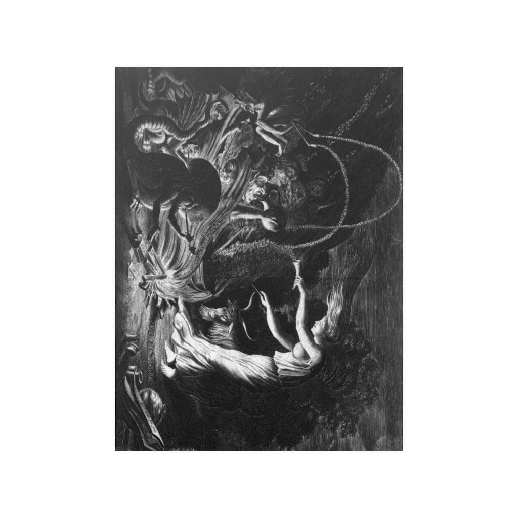 A Witch At Her Cauldron Surrounded By Beasts Etching By J Wellcome Print Poster - Art Unlimited
