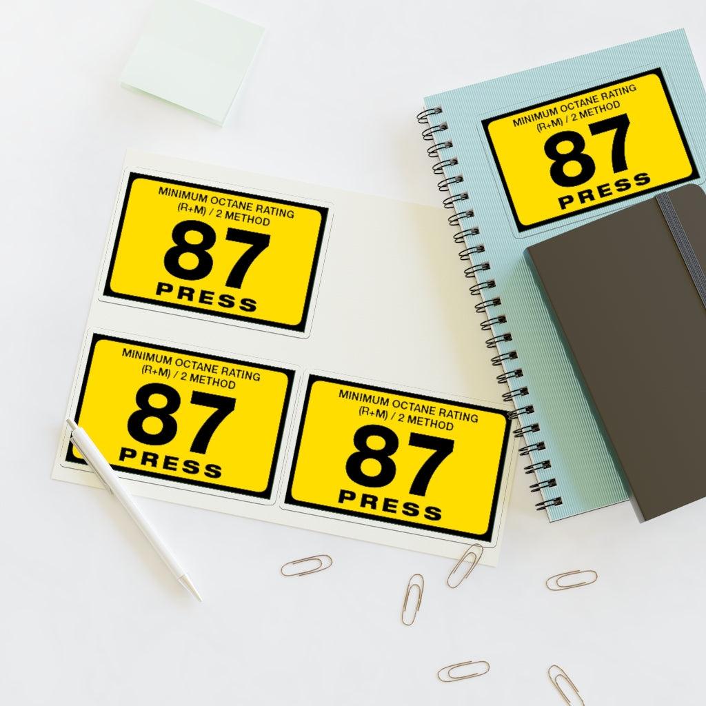 87 Gas Octane Sticker Sheet - Art Unlimited