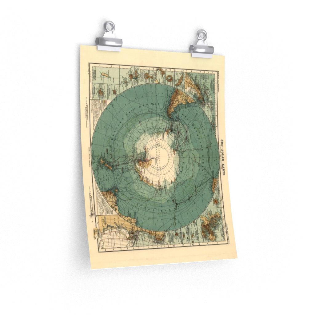 1912 Map Of Antarctica & South Pole Print Poster - Art Unlimited