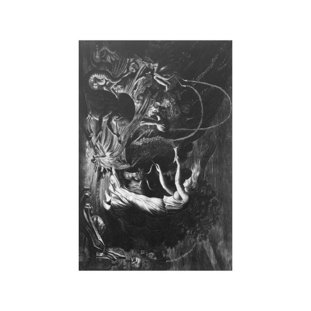 A Witch At Her Cauldron Surrounded By Beasts Etching By J Wellcome Print Poster - Art Unlimited