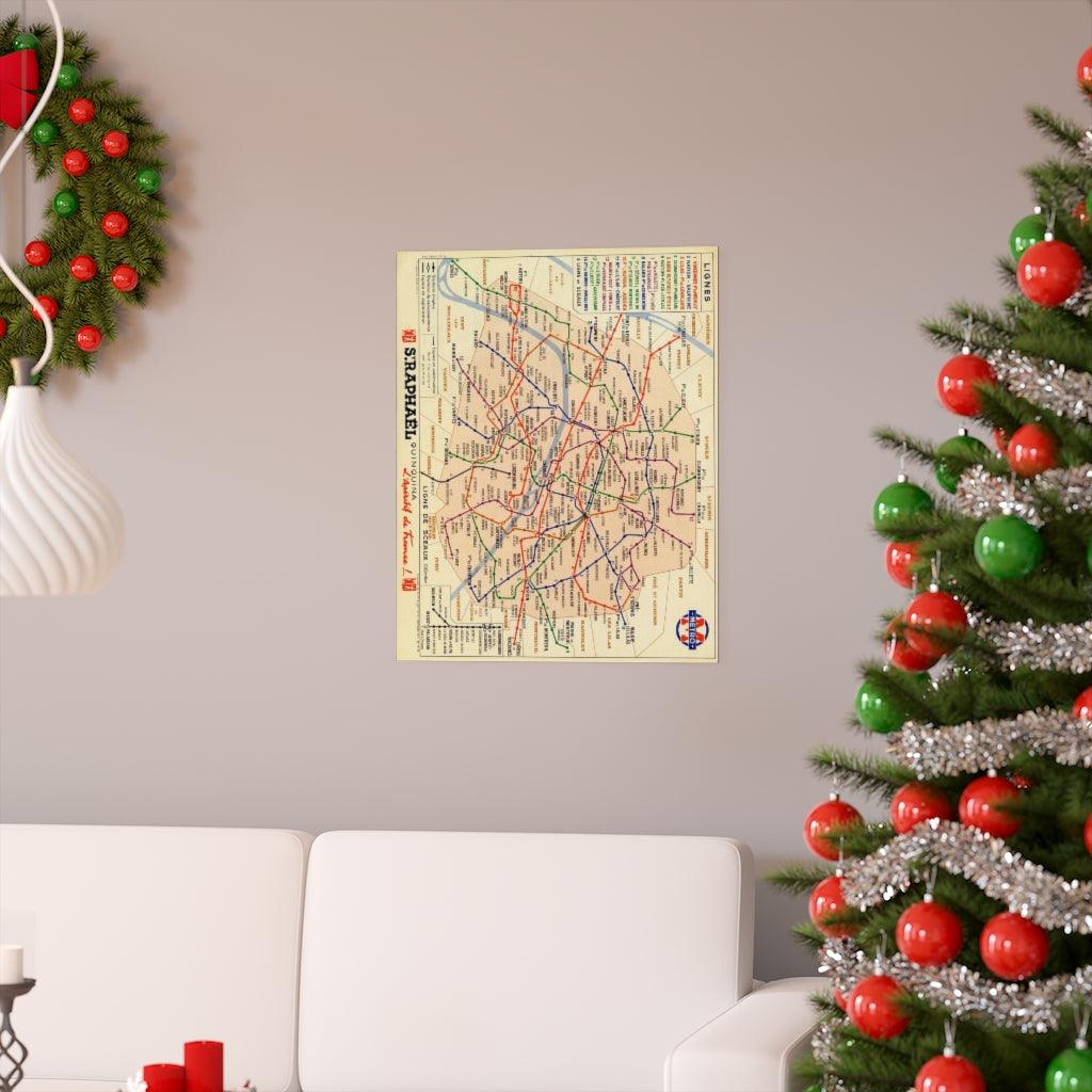 Paris Metro Underground Map Print Poster - Art Unlimited