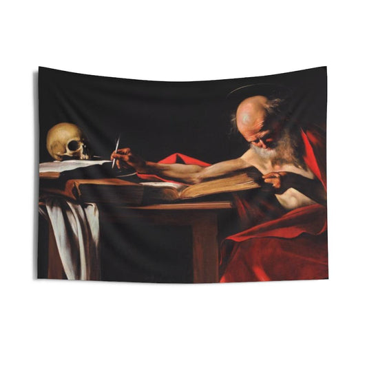Saint Jerome Writing Painting By Caravaggio Wall Tapestry - Art Unlimited