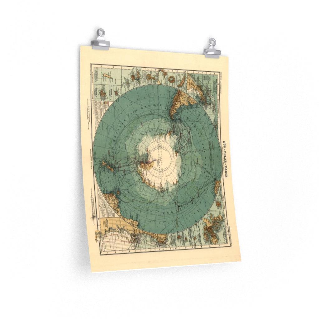 1912 Map Of Antarctica & South Pole Print Poster - Art Unlimited