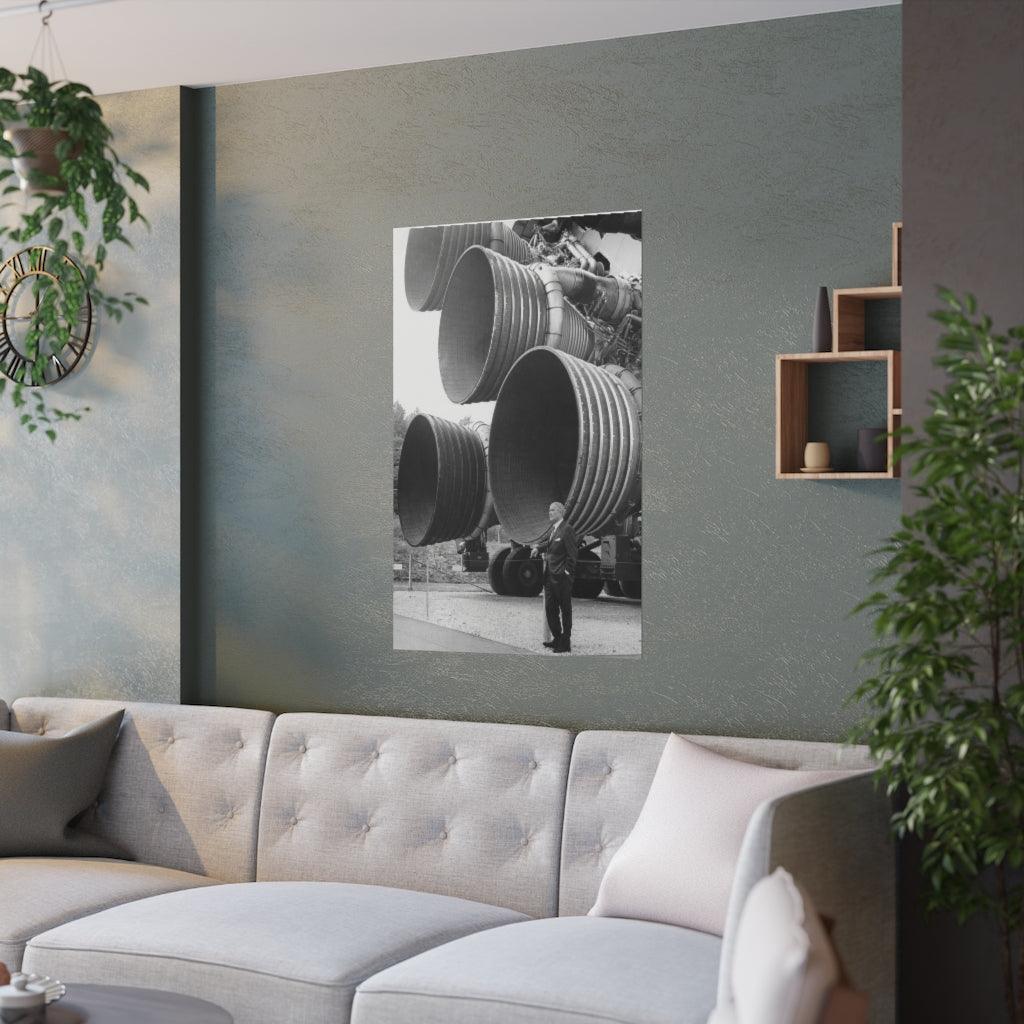 Wernher Von Braun Standing By Five F 1 Engines Saturn V Engines Print Poster - Art Unlimited