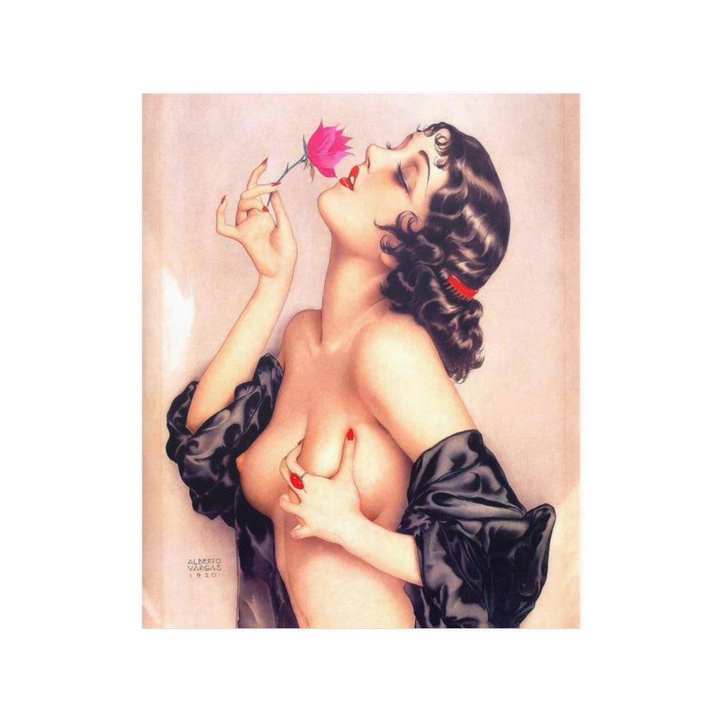 Alberto Vargas Memories Of Olive 1920 Beautiful Woman Holding A Flower Print Poster - Art Unlimited