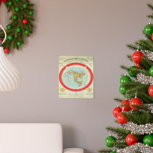 Alexander Gleason's New Standard Map Of The World - 1892 Flat Earth Map (High Resolution) Print Poster - Art Unlimited