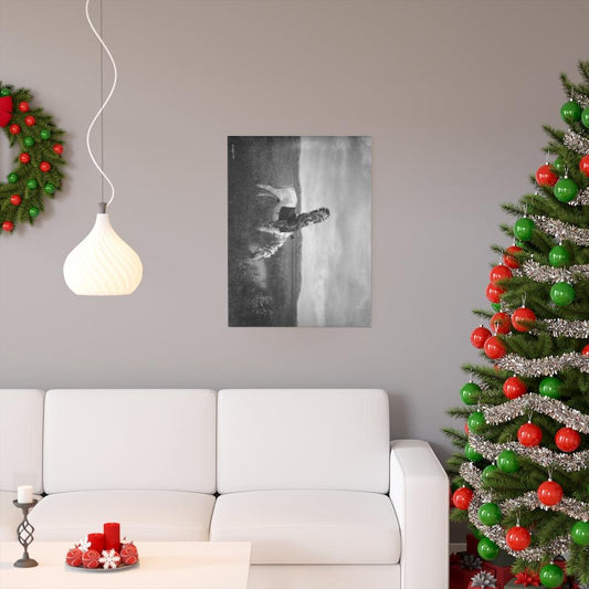 American Oglala Warrior Indian On Horseback In The Badlands Wearing A Headdress By Edward Curtis Print Poster - Art Unlimited