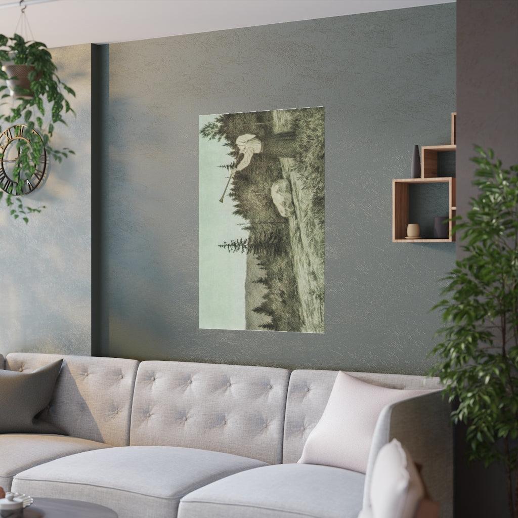 Theodor Kittelsen - Op Under Fjeldet Toner En Lur/Up In The Hills A Clarion Call Rings Out Print Poster - Art Unlimited