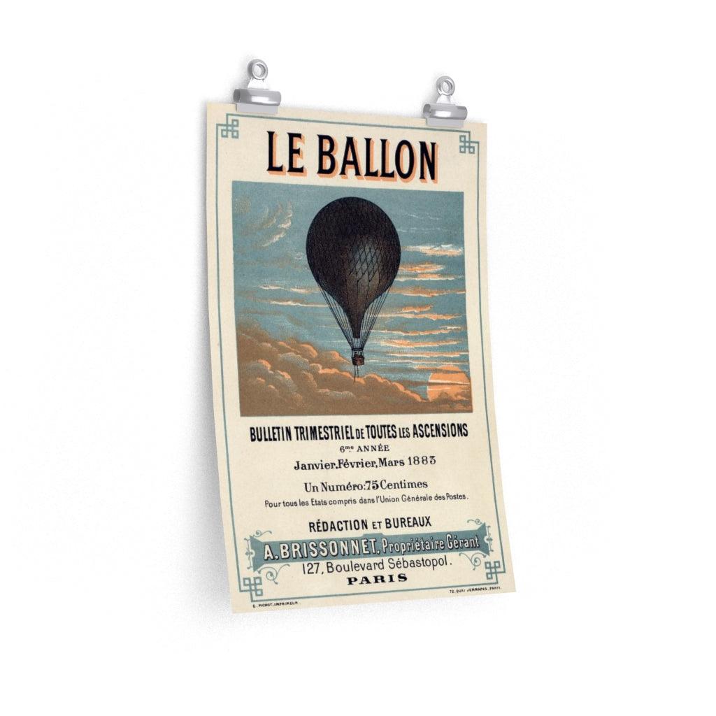 1883 Le Ballon Paris France - A Brissonnet Balloon Air Ship Pilot Print Poster - Art Unlimited