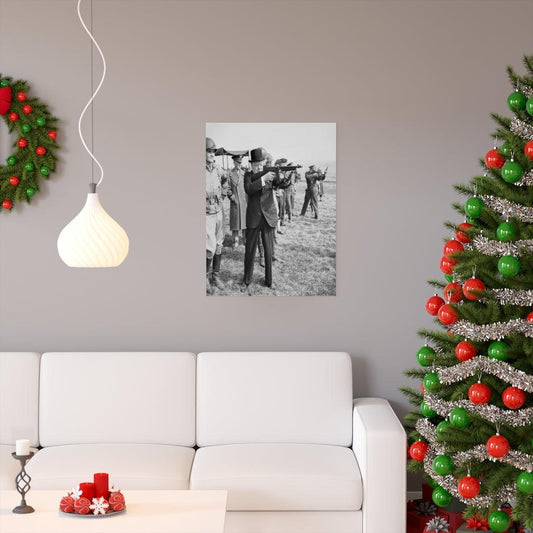 Winston Churchill Shooting Tommy Gun Print Poster - Art Unlimited