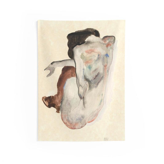Back View 1912 By Egon Schiele Wall Tapestry - Art Unlimited