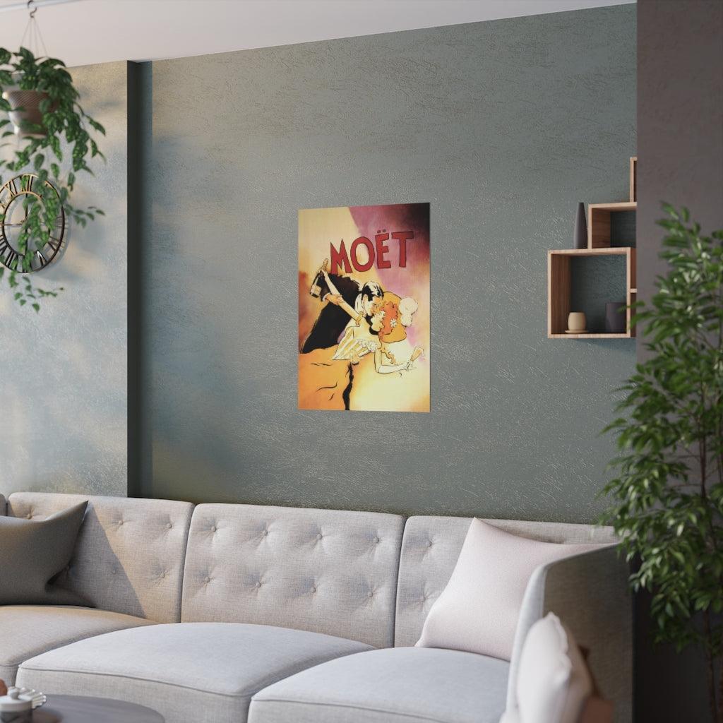 Bar Moet Champagne Couple Love France French Vintage Print Poster - Art Unlimited