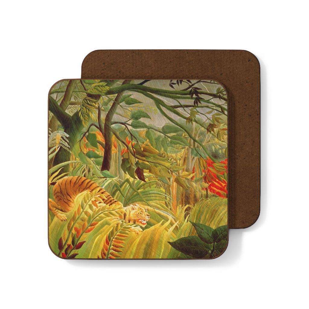 Tiger In A Tropical Storm By Henri Rousseau Hardboard Back Coaster - Art Unlimited