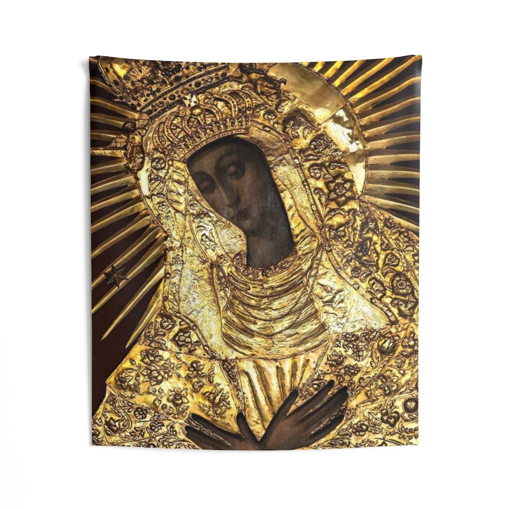 Black Madonna Poland Our Lady of Grace Of The Gate of Dawn Mother Of Mercy Wall Tapestry - Art Unlimited