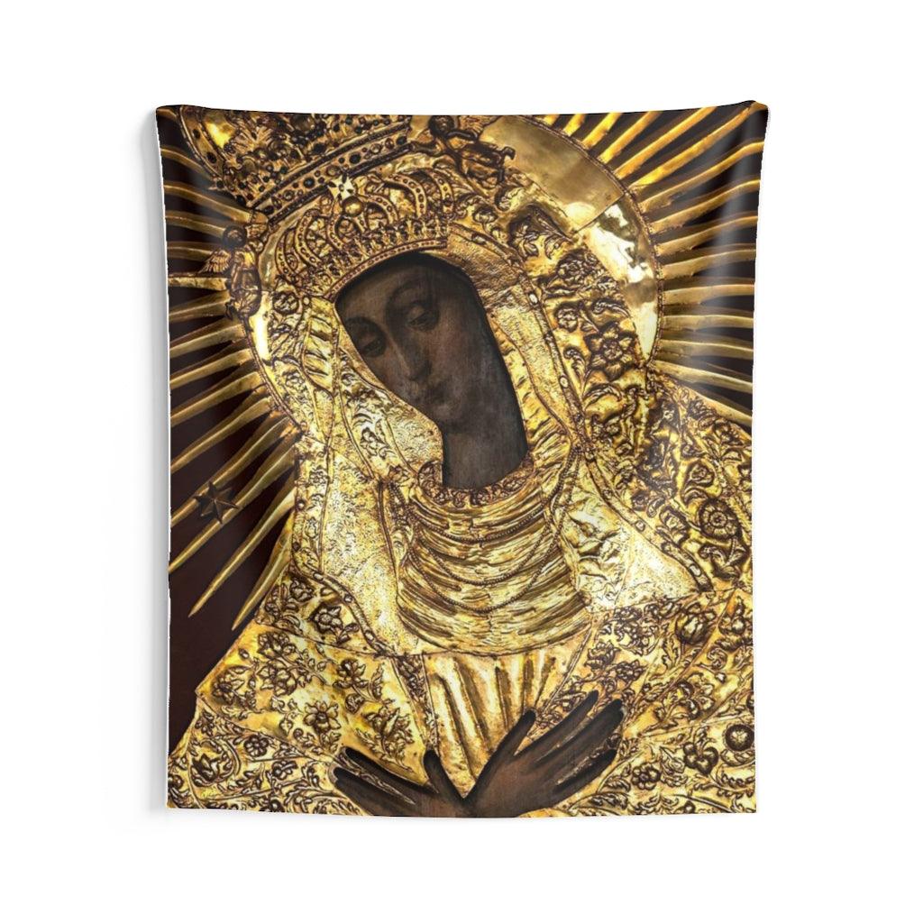 Black Madonna Poland Our Lady of Grace Of The Gate of Dawn Mother Of Mercy Wall Tapestry - Art Unlimited