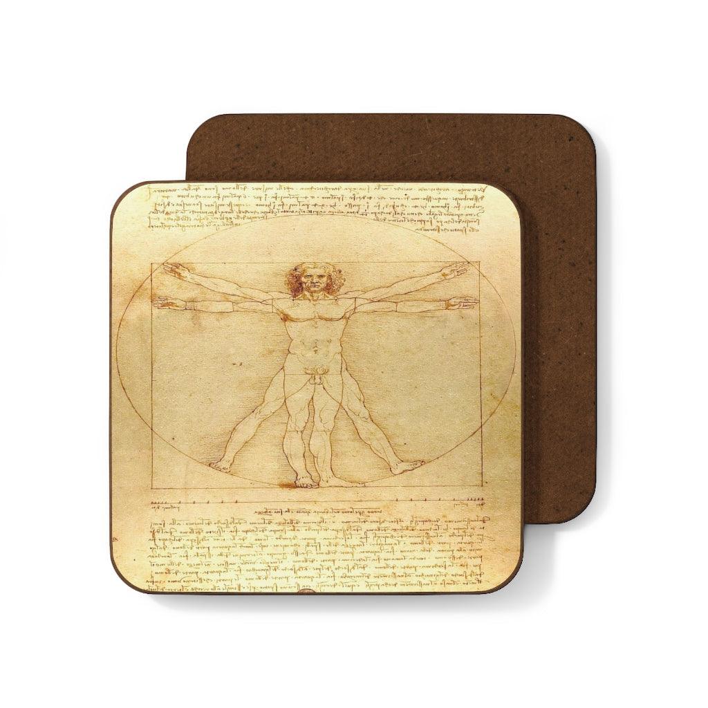 Vitruvian Man By Leonardo Da Vinci Hardboard Back Coaster - Art Unlimited