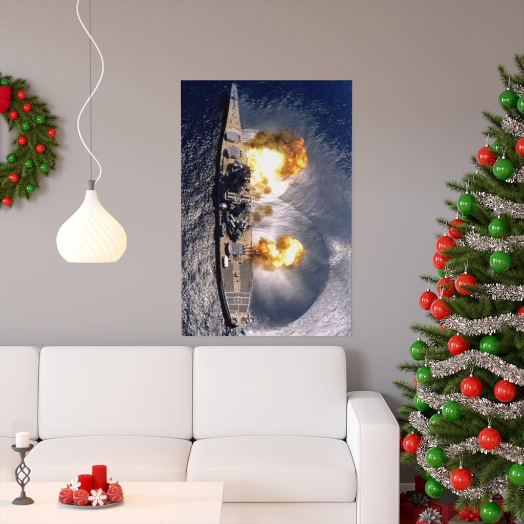 USS Iowa BB-61 Battleship Firing Guns Print Poster - Art Unlimited