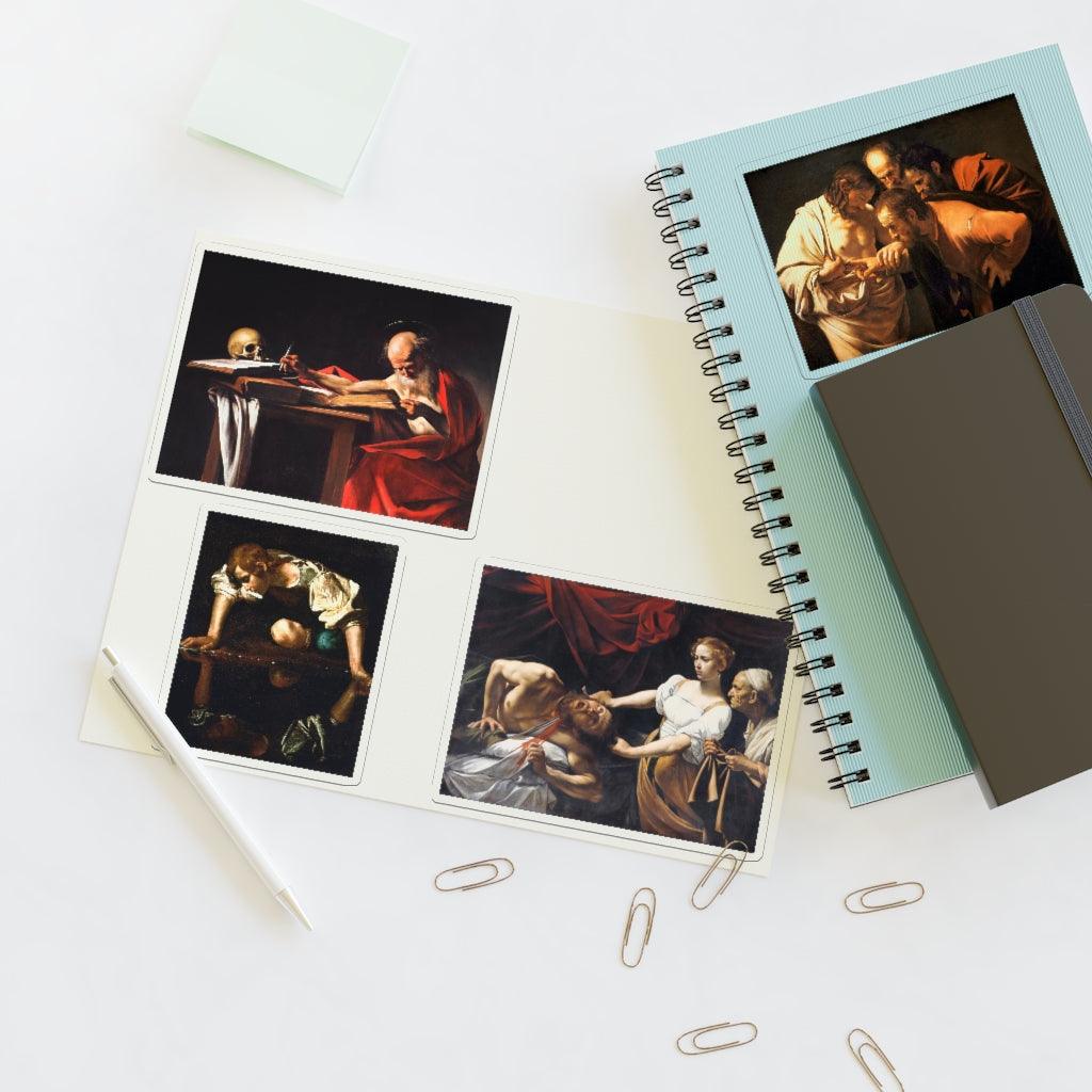 Caravaggio Sticker Sheet - Judith Beheading Holofernes, Narcissus, The Incredulity Of Saint Thomas, Saint Jerome Writing - Art Unlimited