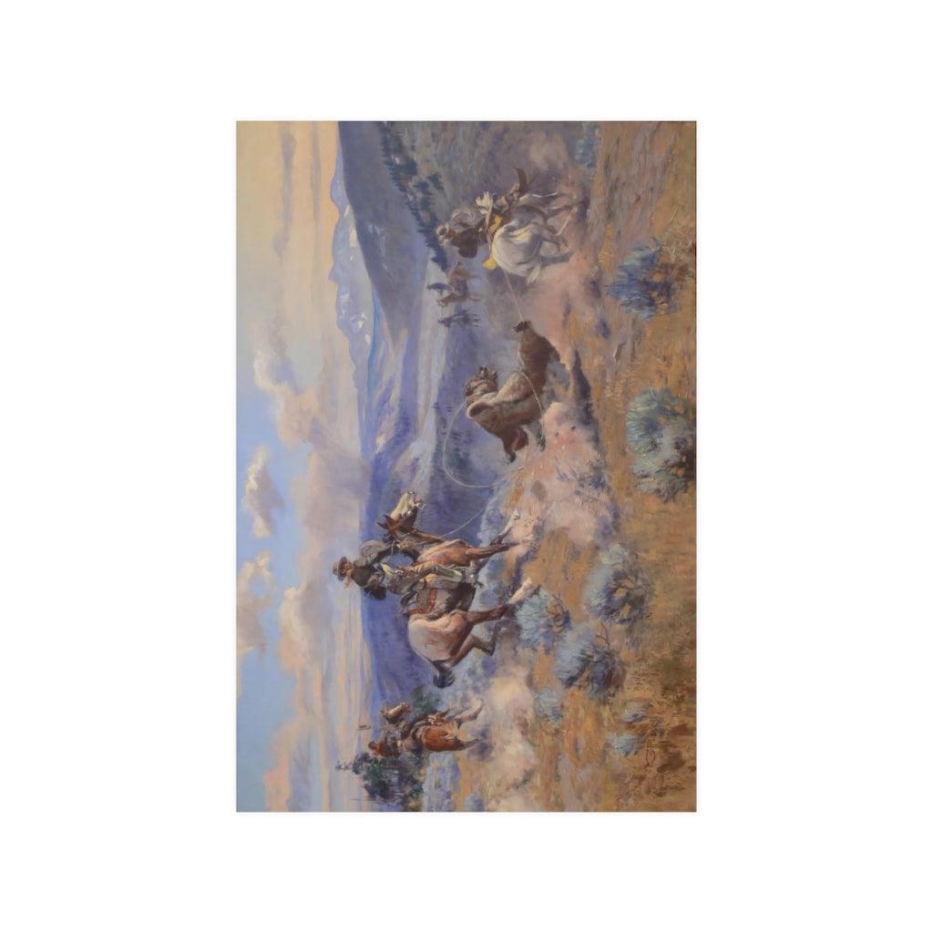 Charles Marion Russell - Loops And Swift Horses Print Poster - Art Unlimited