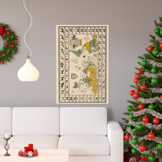 1935 Dog Map Of The World Print Poster - Art Unlimited