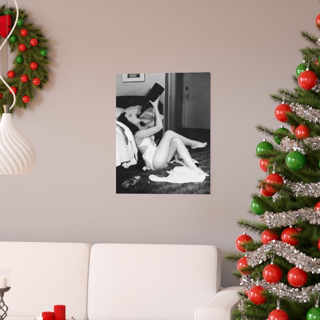 Woman Drinking - Champagne Vintage Feminist Speakeasy - Prohibition Print Poster - Art Unlimited