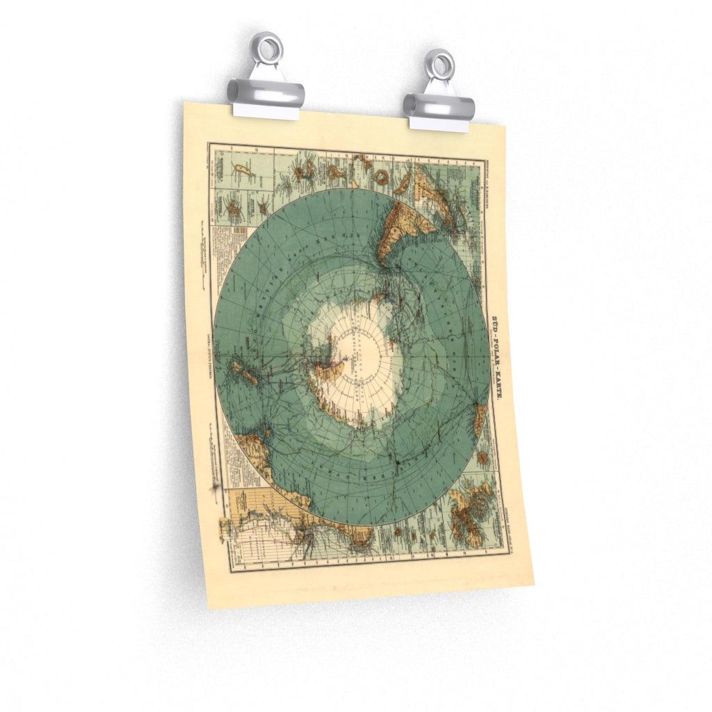 1912 Map Of Antarctica & South Pole Print Poster - Art Unlimited