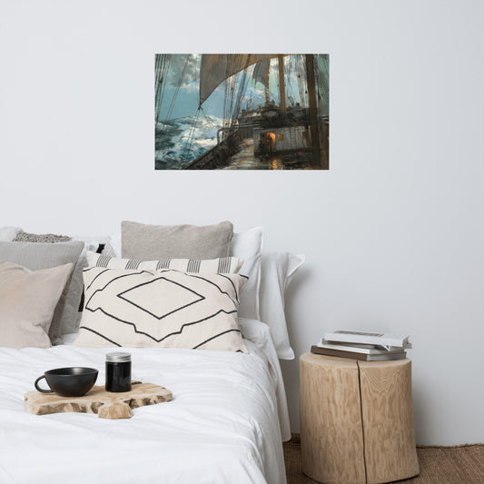 A Night At Sea Painting By Montague Dawson Print Poster