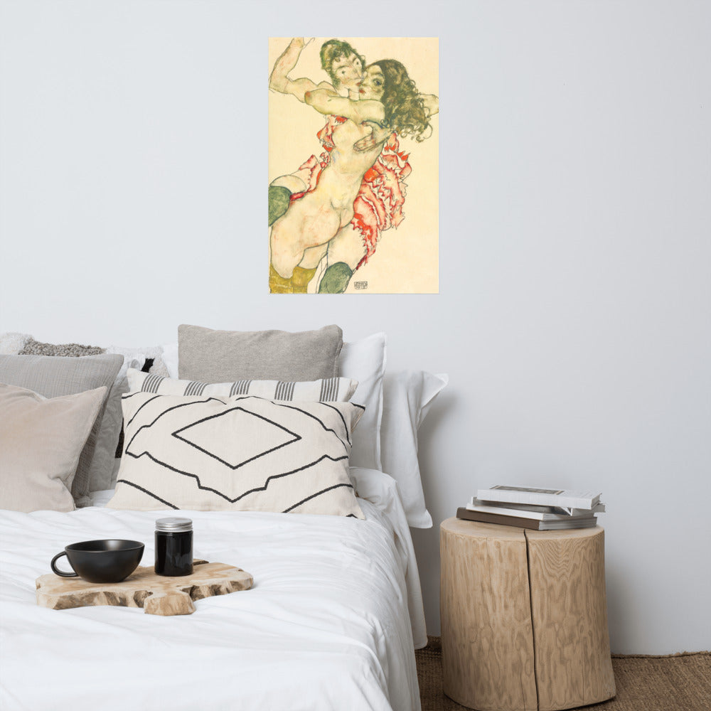 Egon Schiele - Two Women Embracing 1915 Print Poster