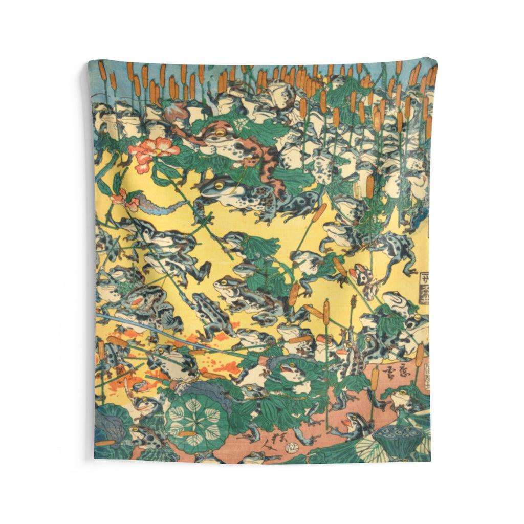 Fashionable Battle Of Frogs By Kawanabe Kyosai 1864 Wall Tapestries - Art Unlimited