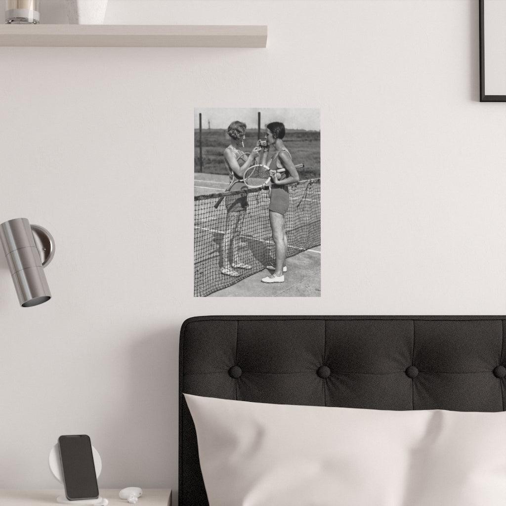 Vintage Tennis Photograph Women Smoking Print Poster - Art Unlimited
