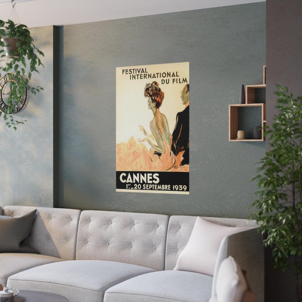 Festival International Du Film Fest 1939 Cannes Movie Fashion Couple Vintage Print Poster - Art Unlimited