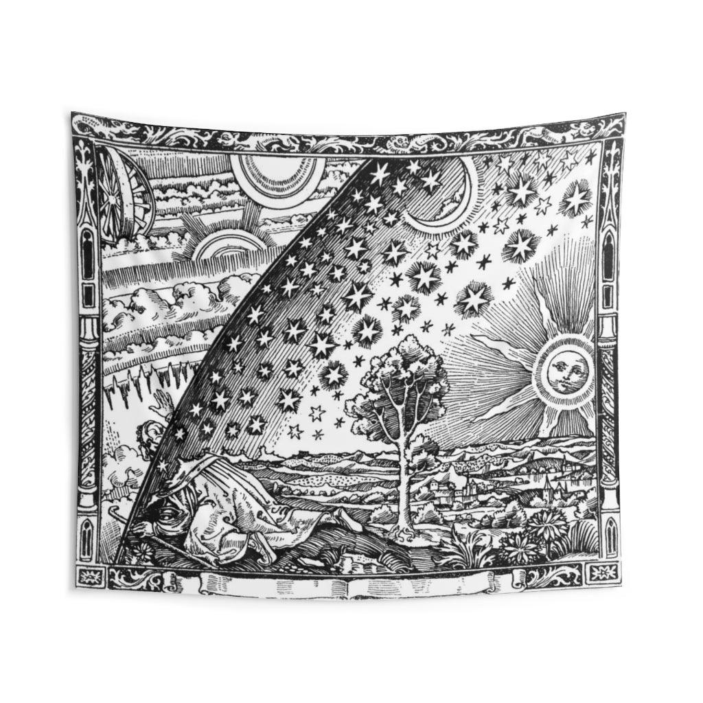 Flammion Engraving Black And White Wall Tapestry - Art Unlimited
