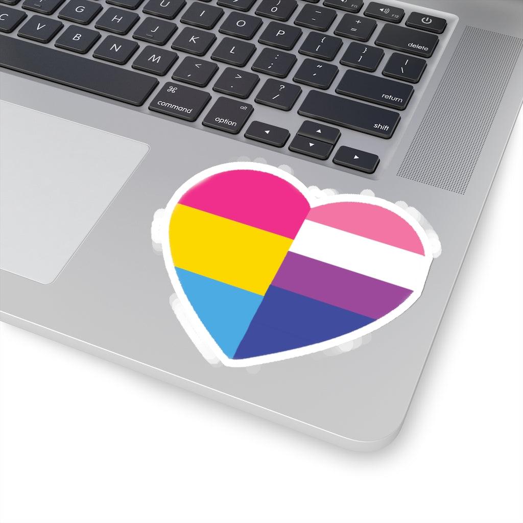 Genderfluid Pansexual Heart Pride Flag Sticker - Art Unlimited