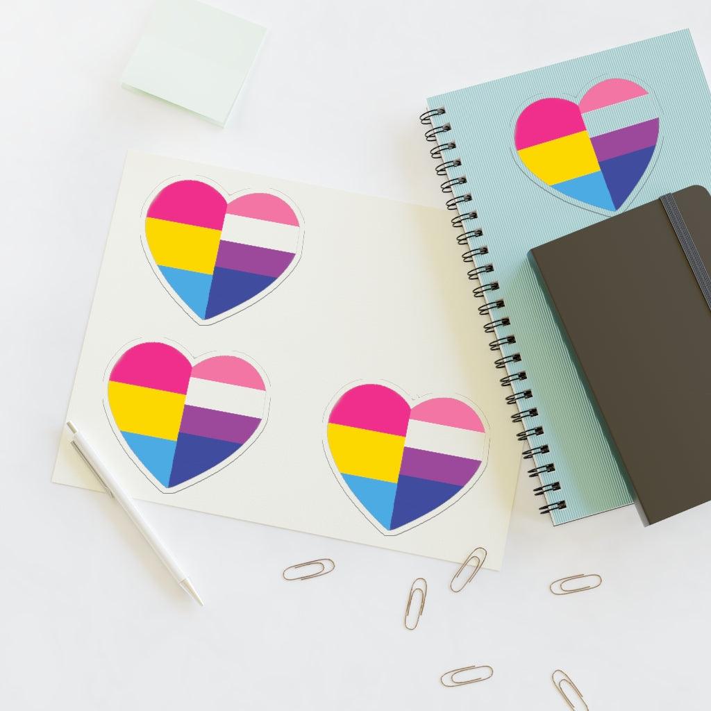 Genderfluid Pansexual Heart Pride Flag Sticker Sheet - Art Unlimited