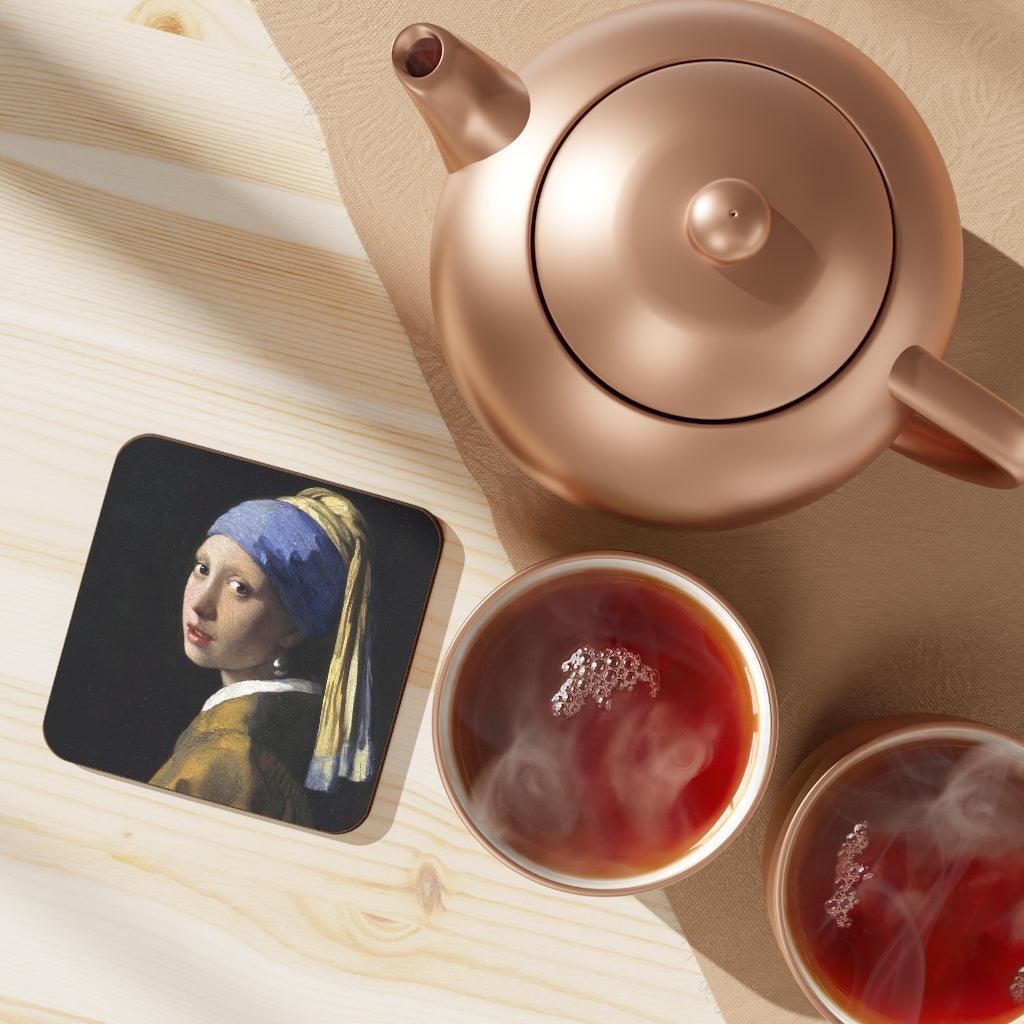 Girl With A Pearl Earring Painting By Johannes Vermeer Hardboard Back Coaster - Art Unlimited