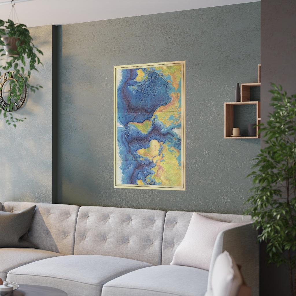 Heezen Tharp World Ocean Floor Map By Berann Print Poster - Art Unlimited