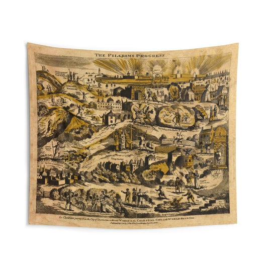 Illustration Map Of The Pilgrim's Progress 1813 Wall Tapestry - Art Unlimited