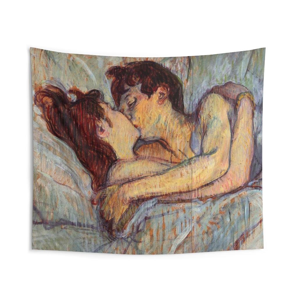 In Bed The Kiss By Henri De Toulouse Lautrec Wall Tapestry - Art Unlimited