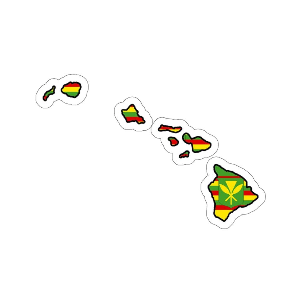Kanaka Maoli Flag Hawaiin Island Map Sticker - Art Unlimited