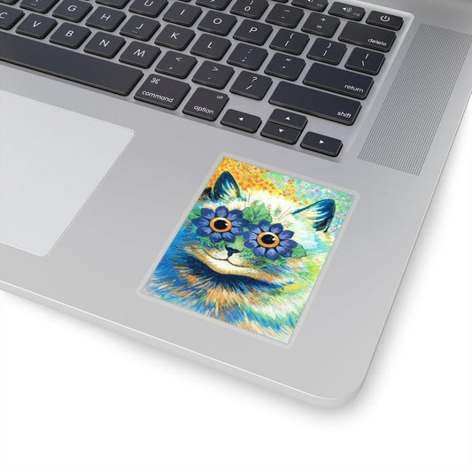 Louis Wain Flower Cat Sticker - Art Unlimited