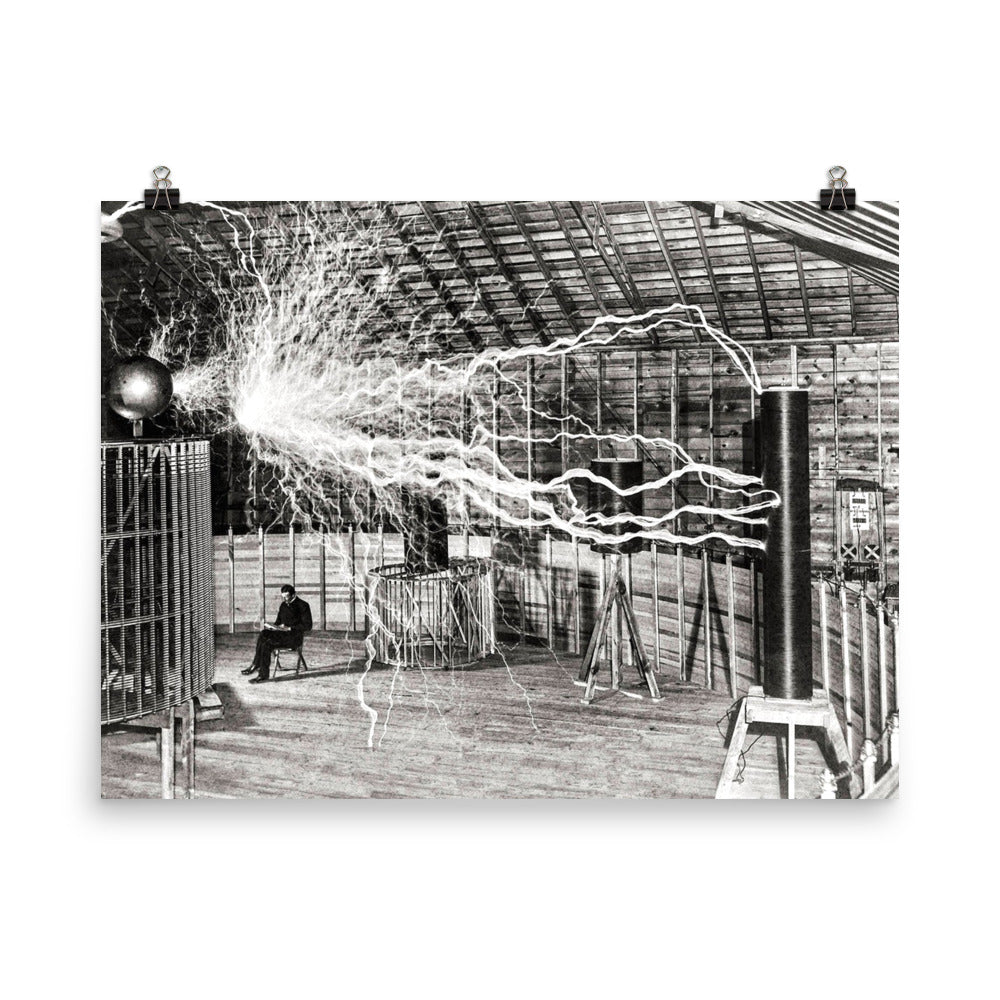 Nikola Tesla Lab Electricity Print Poster
